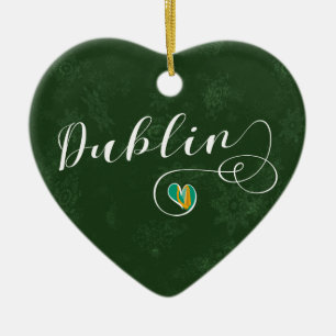 Dublin Heart, Christmas Tree Ceramic Ornament