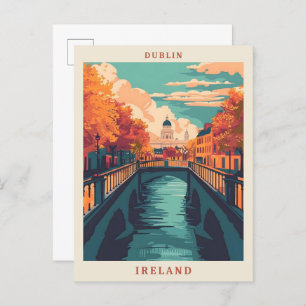 Dublin Ireland Art Elegant Vintage Travel Postcard