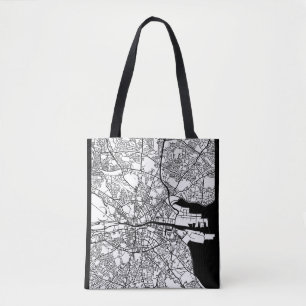 Dublin Ireland City Map Tote Bag