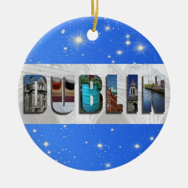 Dublin Ireland City Travel Photos Christmas Ceramic Ornament (Front)