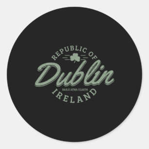 Dublin Ireland Clover Leaf Irish St. Patricks Day Classic Round Sticker
