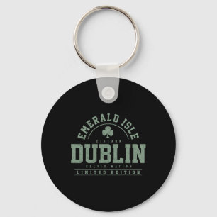 Dublin Ireland Clover Leaf Irish St. Patricks Day Key Ring