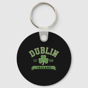 Dublin Ireland Clover Leaf Shamrock Est 988 St Pat Key Ring