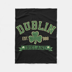Dublin Ireland Clover Leaf Shamrock St Patricks Da Fleece Blanket