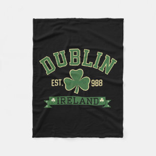 Dublin Ireland Clover Leaf Shamrock St Patricks Da Fleece Blanket