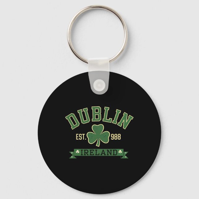 Dublin Ireland Clover Leaf Shamrock St Patricks Da Key Ring (Front)