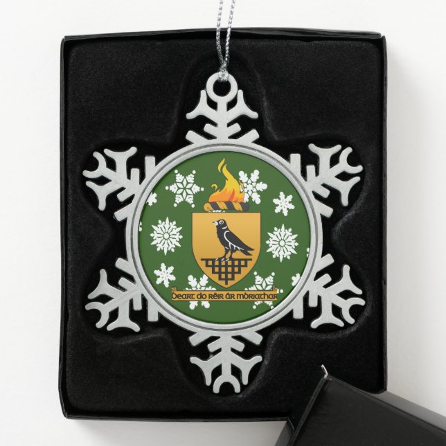 Dublin Ireland Crest Irish Snowflake Pewter Christmas Ornament (Box)