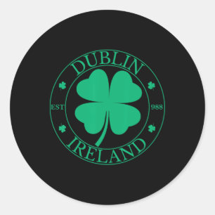 Dublin Ireland East 988 Clover Leaf Shamrock St. P Classic Round Sticker
