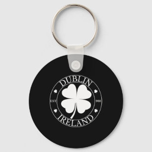 Dublin Ireland Est 988 Clover Leaf Shamrock St. Pa Key Ring
