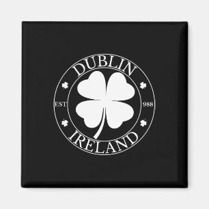 Dublin Ireland Est 988 Clover Leaf Shamrock St. Pa Magnet