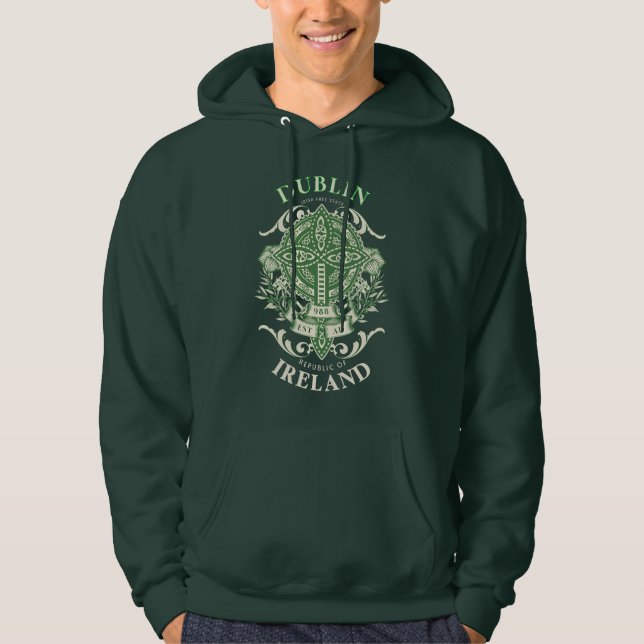 Dublin Ireland Irish Celtic Cross Hoodie (Front)