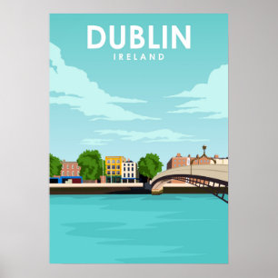Dublin Ireland Minimal Illustration Travel Art Poster
