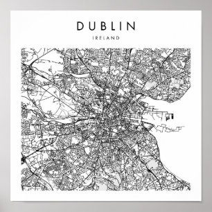 Dublin Ireland Minimal Modern Street Map Poster