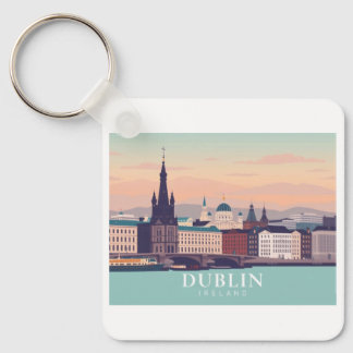 Dublin Ireland Pastel Travel Design Key Ring