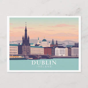 Dublin Ireland Pastel Travel Design Postcard