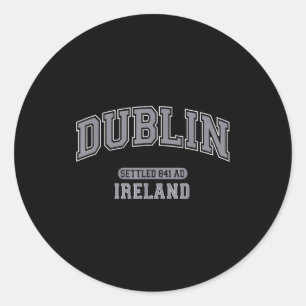 Dublin ireland settled 841 ad vintage sports grey  classic round sticker