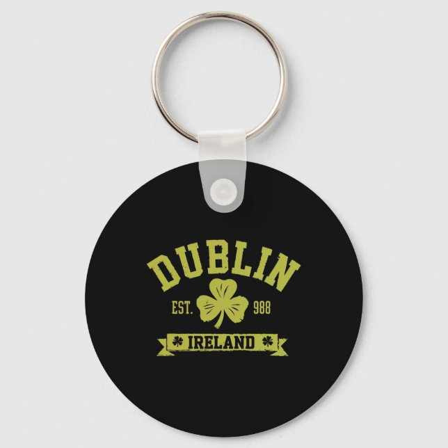 Dublin Ireland Shamrock Clover Clover Leaf Design  Key Ring (Front)