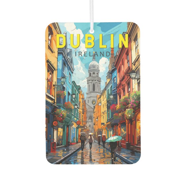 Dublin Ireland Travel Art Vintage Car Air Freshener (Front)