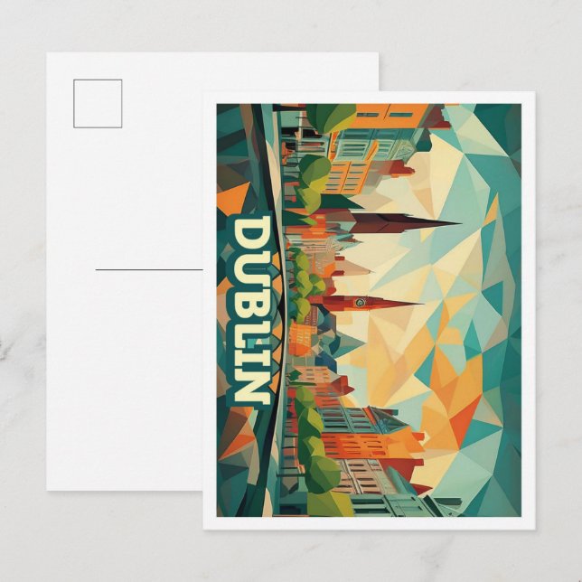 Dublin Ireland Travel artistic colourful Postcard (Front/Back)
