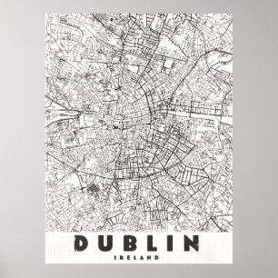 Dublin Ireland Vintage Travel Map Poster