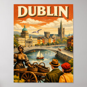 Dublin Ireland Vintage Travel Poster