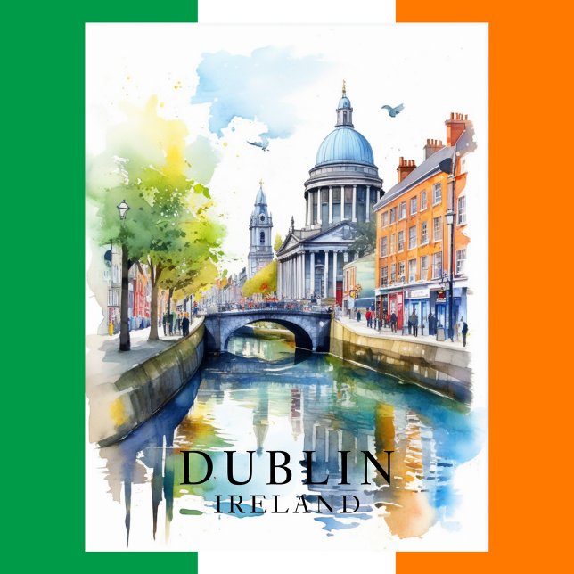 Dublin, Ireland Watercolor Travel Art Postcard (Dublin, Ireland Watercolor Travel Art Postcard
)