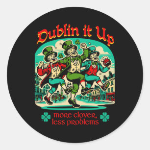 Dublin It Up - Irish Leprechauns Dancing Classic Round Sticker