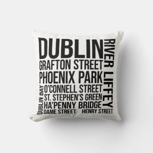 Dublin Landmark Typography - Ireland Word Art Cushion
