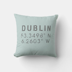 Dublin Longitude Latitude Throw Pillow