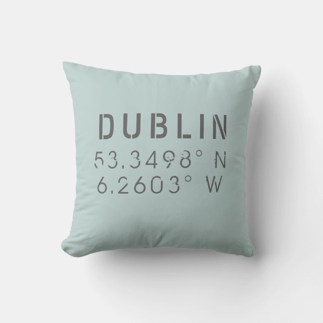 Dublin Longitude Latitude Throw Pillow (Front)
