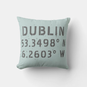 Dublin Longitude Latitude Throw Pillow