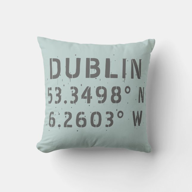 Dublin Longitude Latitude Throw Pillow (Front)