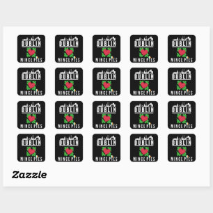 Dublin Loves Mince Pies Night Cityscape Square Sticker