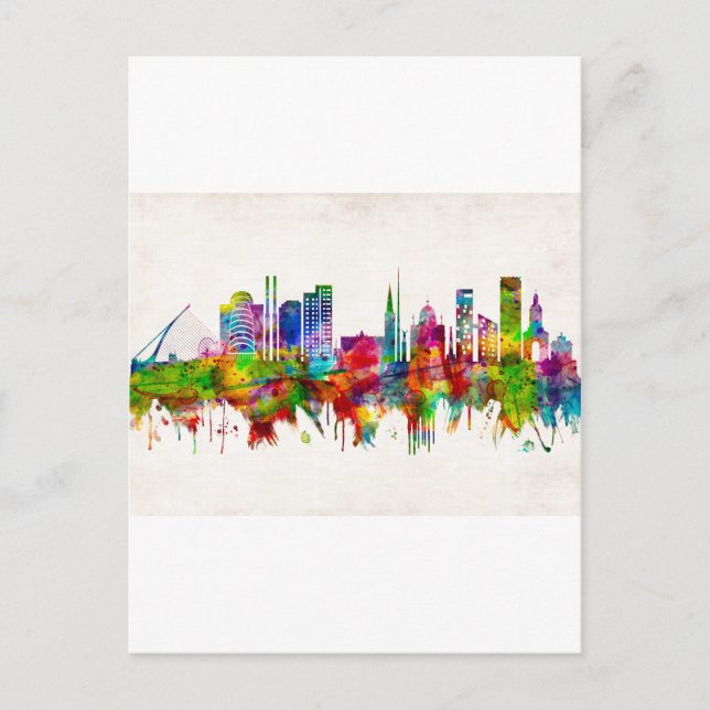 Dublin Republic of Ireland Skyline Invitation Postcard (Front)