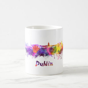 Dublin skyline in watercolor coffee mug