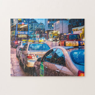 Dublin Street Scene Ireland. Irish Taxi. Jigsaw Puzzle