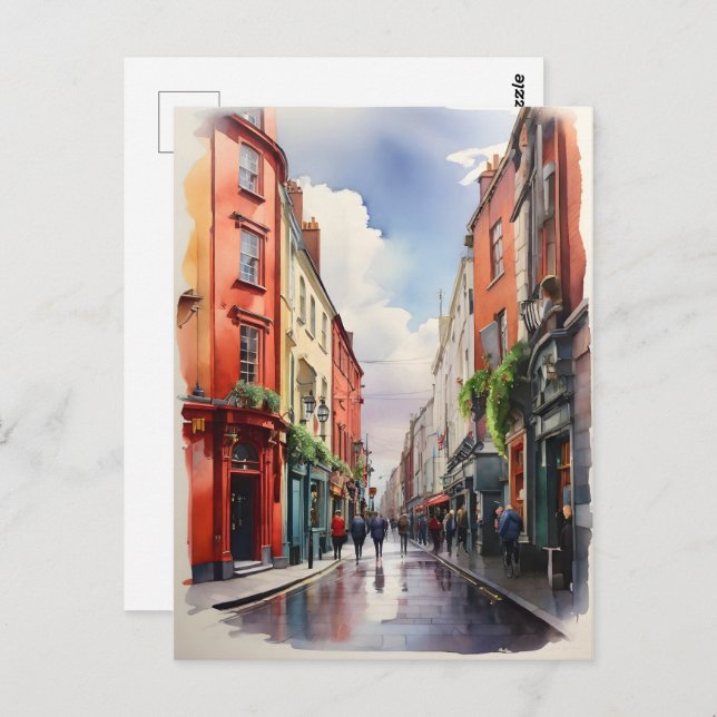 Dublin watercolor art postcard (Front/Back)