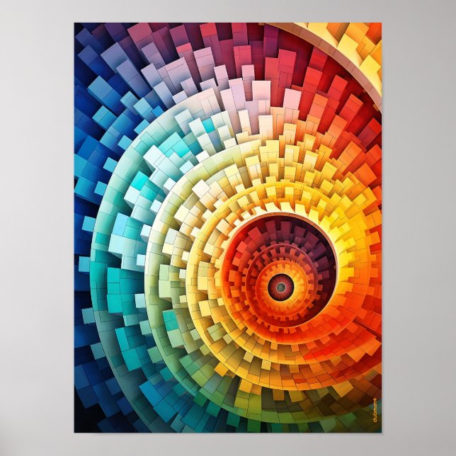 Dubman Designs: Bright Rainbow Spiral Fibonacci  Poster (Front)
