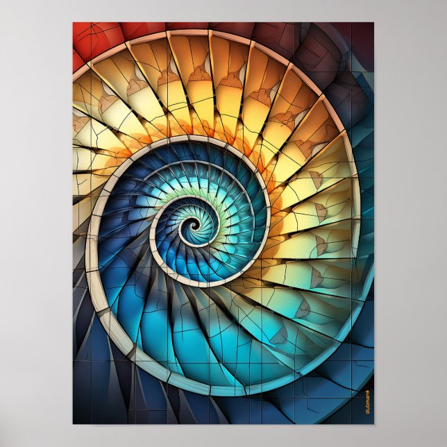 Dubman Designs: Fibonacci Rainbow Spectru Collage  Poster (Front)