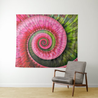Dubman Designs: Glowing Pink and Green Fibonacci Tapestry