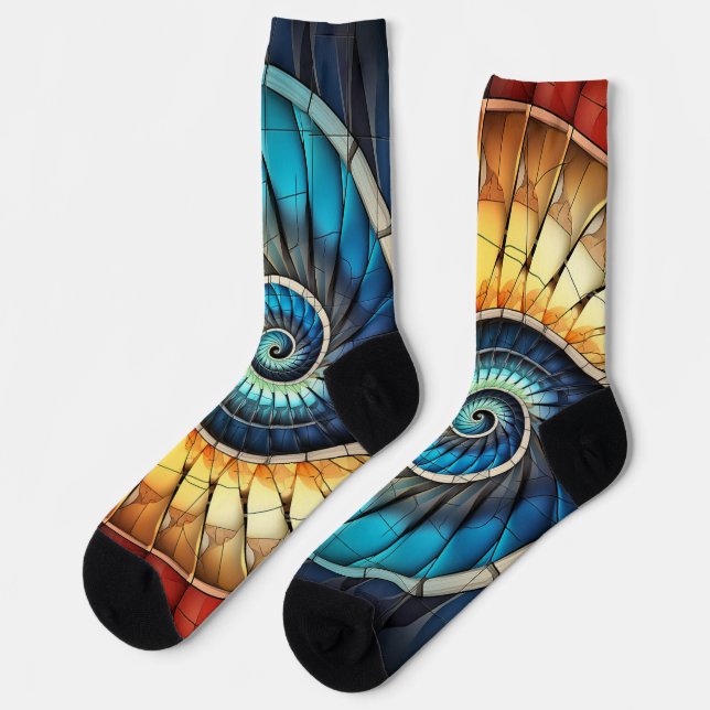 Dubman Does Design: Fibonacci Rainbow Spectrum Socks (Left)