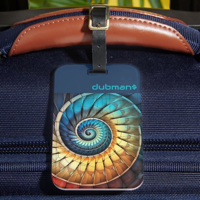 Dubman Does Design: Glowing Fibonacci Spectrum Luggage Tag (Front Insitu 2)