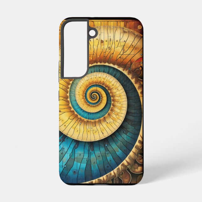 Dubman Does Design: Glowing Fibonacci Spiral Art Samsung Galaxy S22 Case (Back)