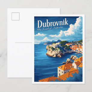 Dubrovnik Croatia Art Travel Place Illustration Postcard