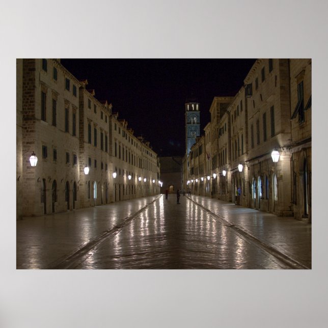 Dubrovnik Croatia at Night Poster (Front)