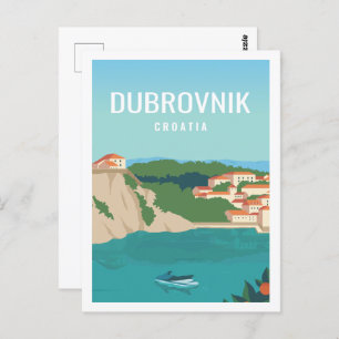 Dubrovnik Croatia Famous Travel Place Illustration Postcard