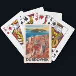 Dubrovnik Croatia Illustration Travel Art Vintage Playing Cards<br><div class="desc">Dubrovnik retro vector travel design. It's known for its distinctive Old Town,  encircled with massive stone walls completed in the 16th century.</div>