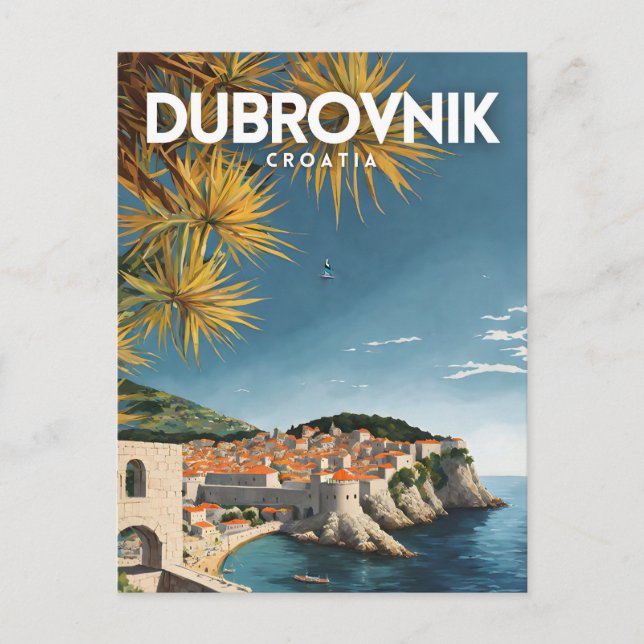 Dubrovnik Croatia Nostalgic Retro Travel Postcard (Front)
