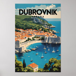 Dubrovnik Croatia Nostalgic Vintage Travel Poster