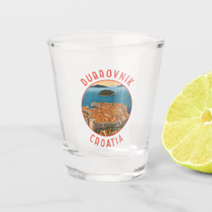 Dubrovnik Croatia Retro Distressed Circle Shot Glass
